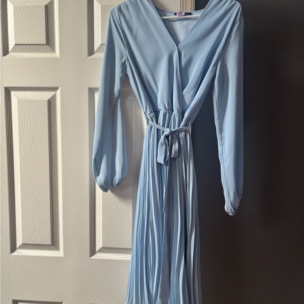 Prettygarden Elegant Blue Long Sleeve Dress